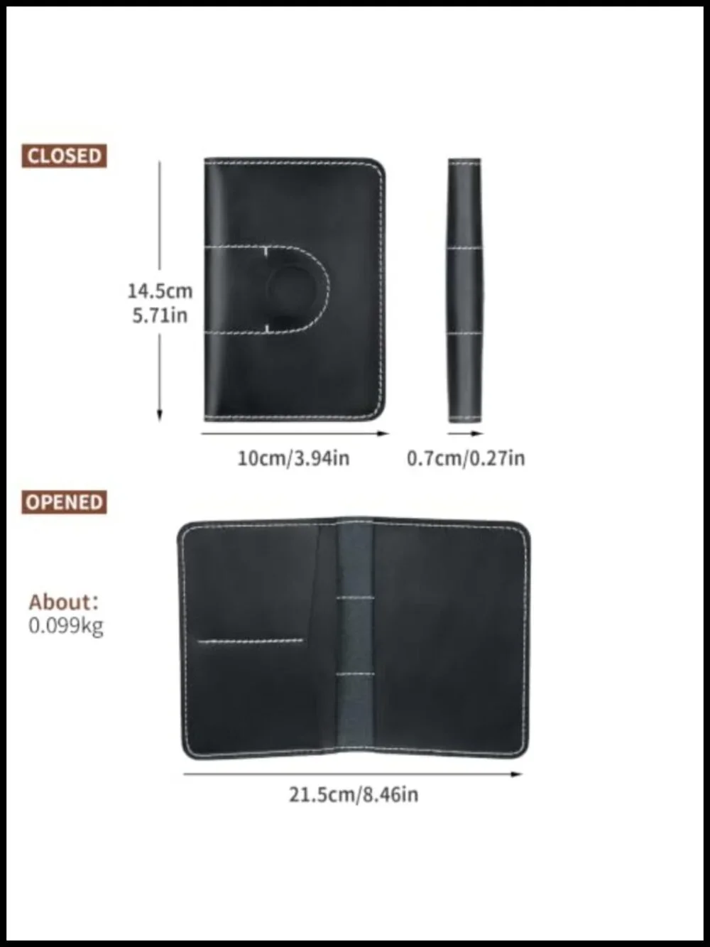 Genuine Leather Passport Holder with Card and Boarding Pass Slots